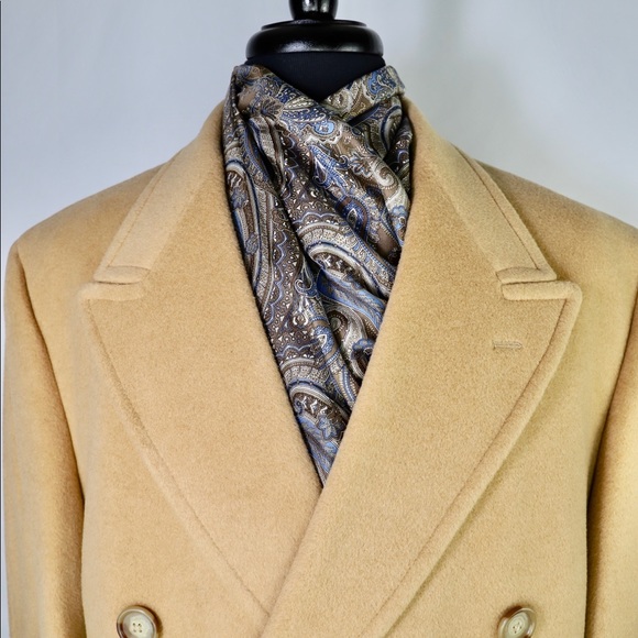 Scarf Jos.A. Bank Brown & Blue Paisley Silk & Wool - Picture 2 of 5